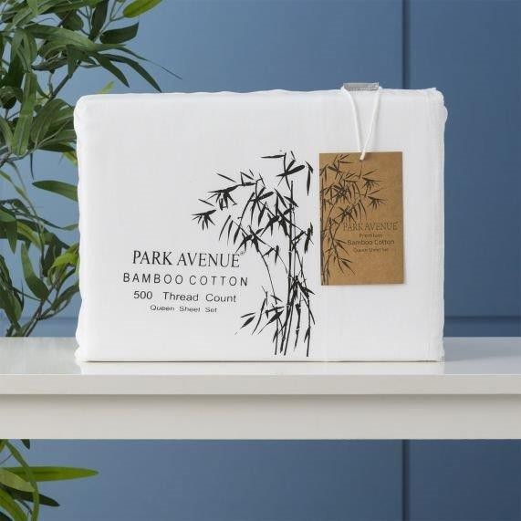 500TC Natural Bamboo Cotton Sheet Set White by Park Avenue
