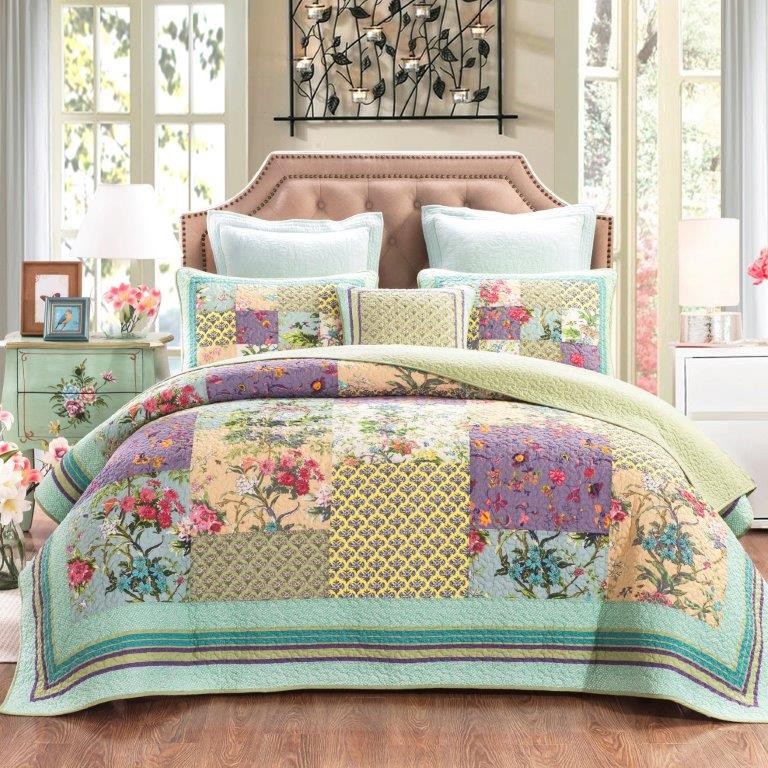 Cosmic Floral Quilted Coverlet