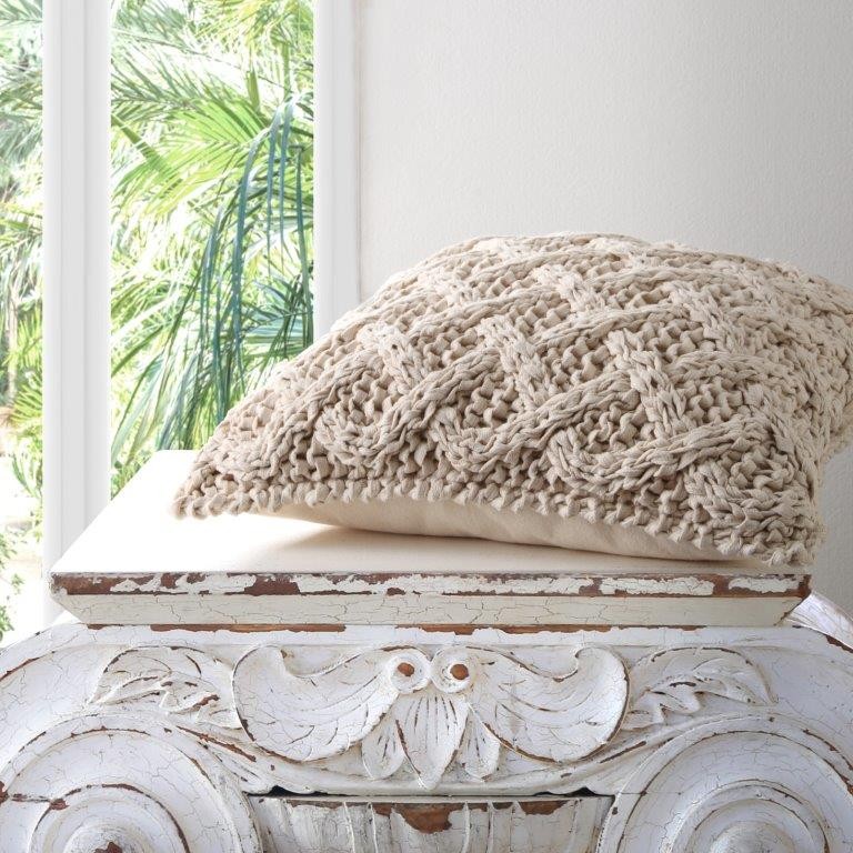 Panama Natural Square Cushion by Private Collection