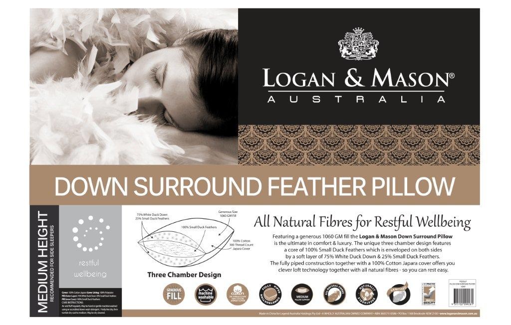 Down Surround Feather Pillow by Logan & Mason Logan & Mason Best