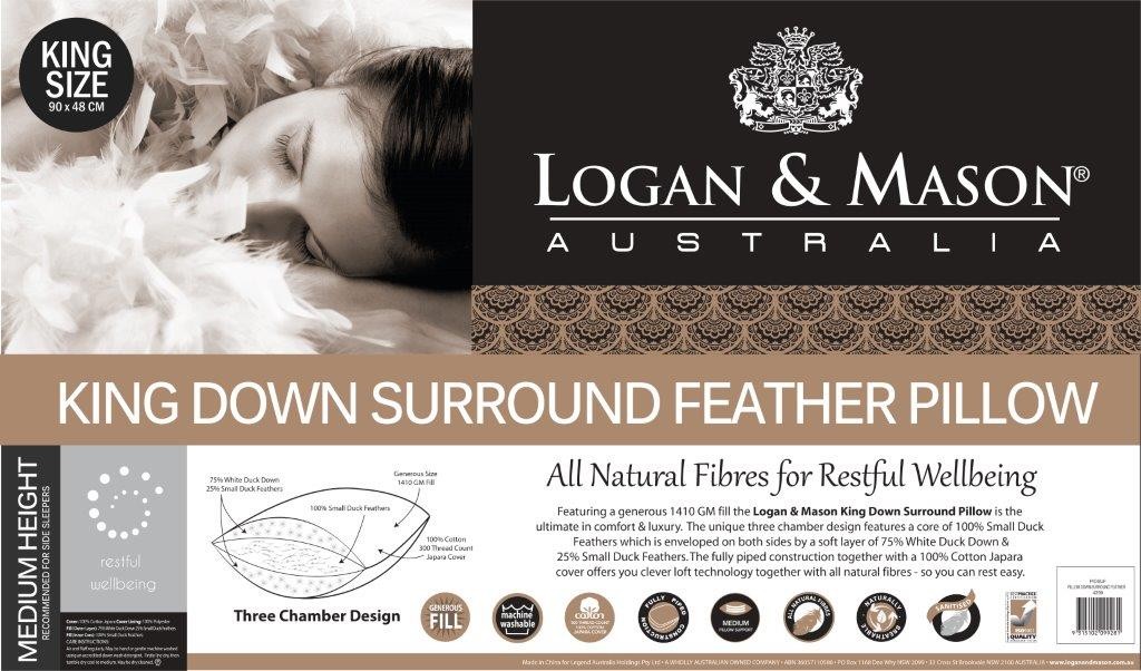King Down Surround Feather Pillow by Logan & Mason