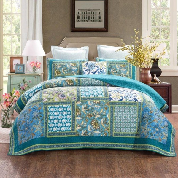 Aquamarine Quilted Coverlet Bedspreads Comforters Best Price